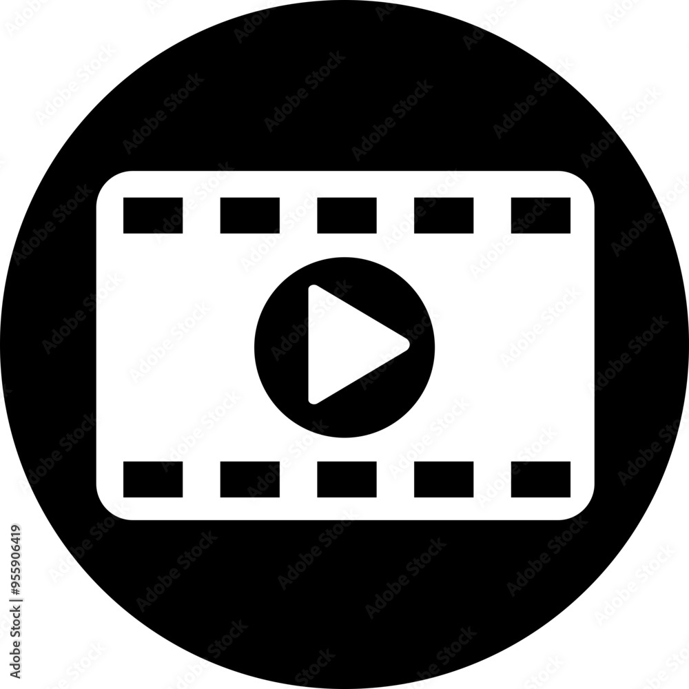 Poster play video button icon. trendy circle vector in flat style. radio symbol video player arrow. music p