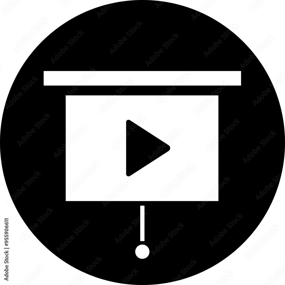 Poster play video button icon. trendy circle vector in flat style. radio symbol video player arrow. music p