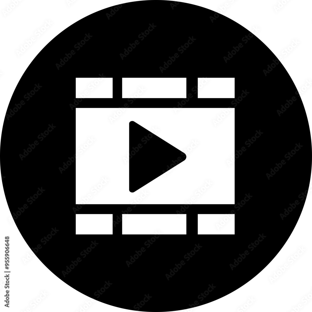 Poster play video button icon. trendy circle vector in flat style. radio symbol video player arrow. music p