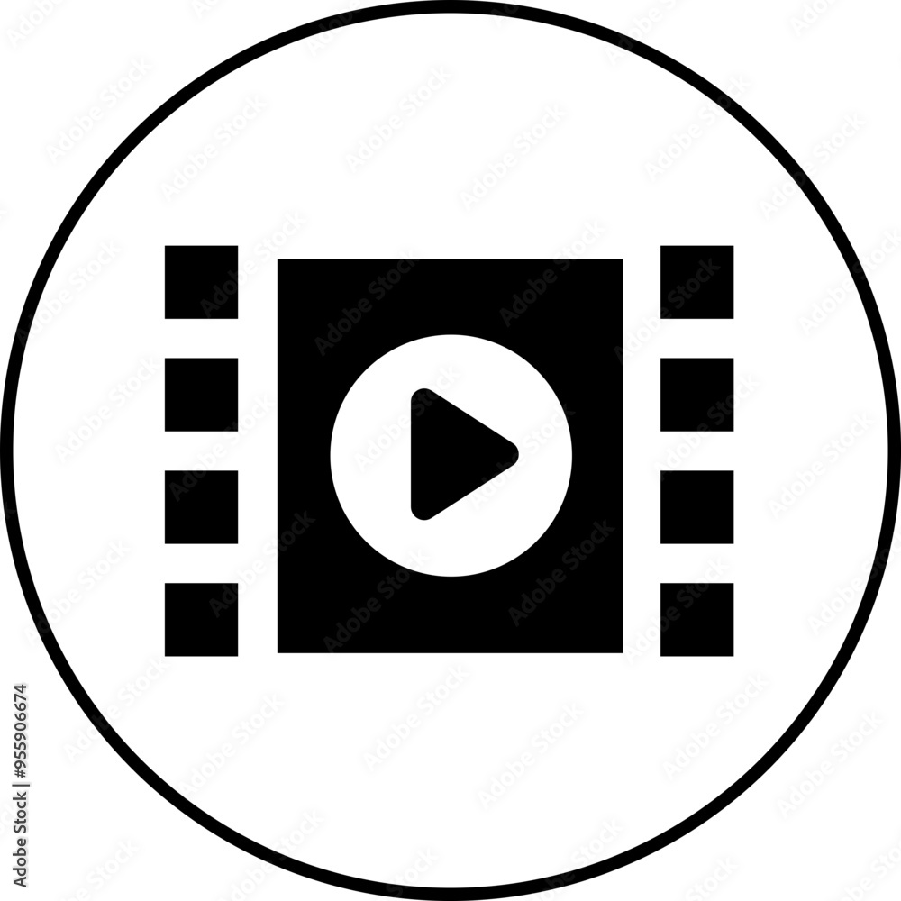 Poster play video button icon. trendy circle vector in flat style. radio symbol video player arrow. music p