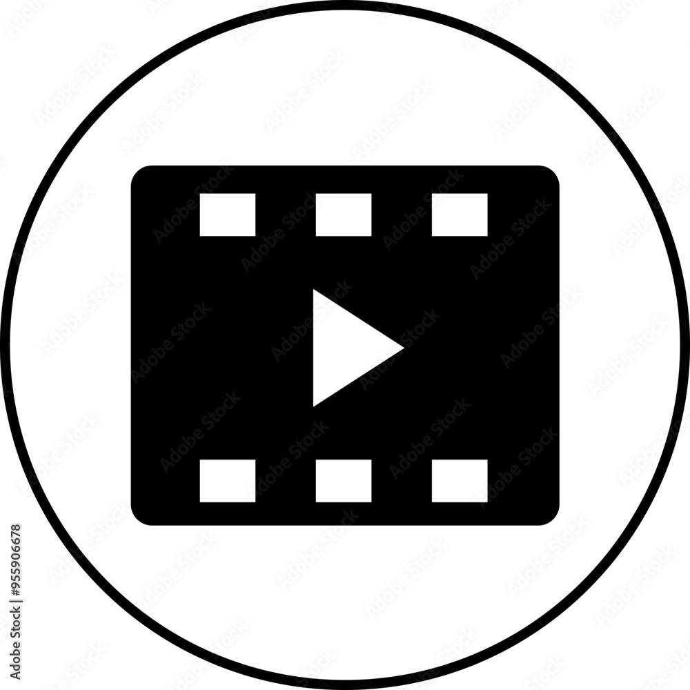 Poster play video button icon. trendy circle vector in flat style. radio symbol video player arrow. music p