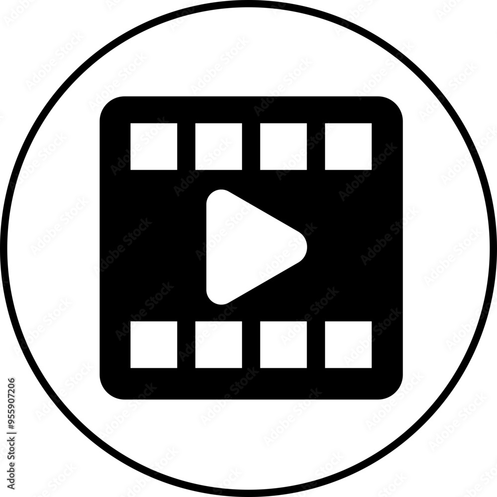 Poster play video button icon. trendy circle vector in flat style. radio symbol video player arrow. music p