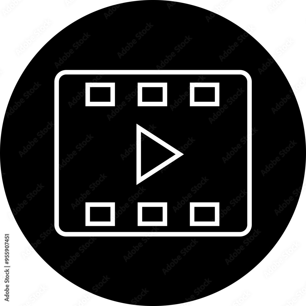 Poster play video button icon. trendy circle vector in linear style. radio symbol video player arrow. music