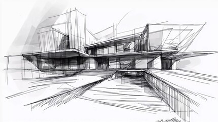 Fototapeta premium Architecture. Sketch. Nice drawing of building.City