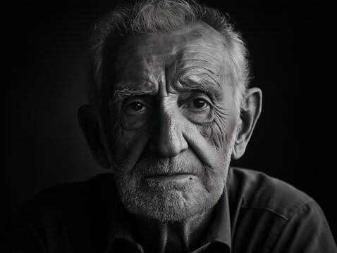 Melancholic look of an old man. AI generative