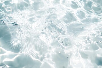 Naklejka premium White water with ripples on the surface. Defocus blurred transparent white colored clear calm water surface texture with splashes and bubbles. Water waves with shining pattern texture background , ai