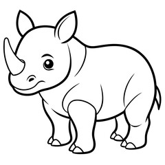 cartoon rhino line art vector animal 