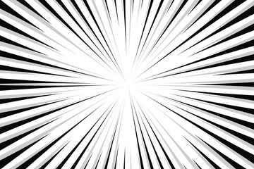 Black radial comics style lines isolated on white background. speed abstract. Vector illustration	