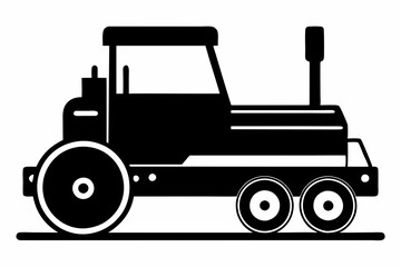 roller machine silhouette, Road roller vector illustration, Construction vehicle

