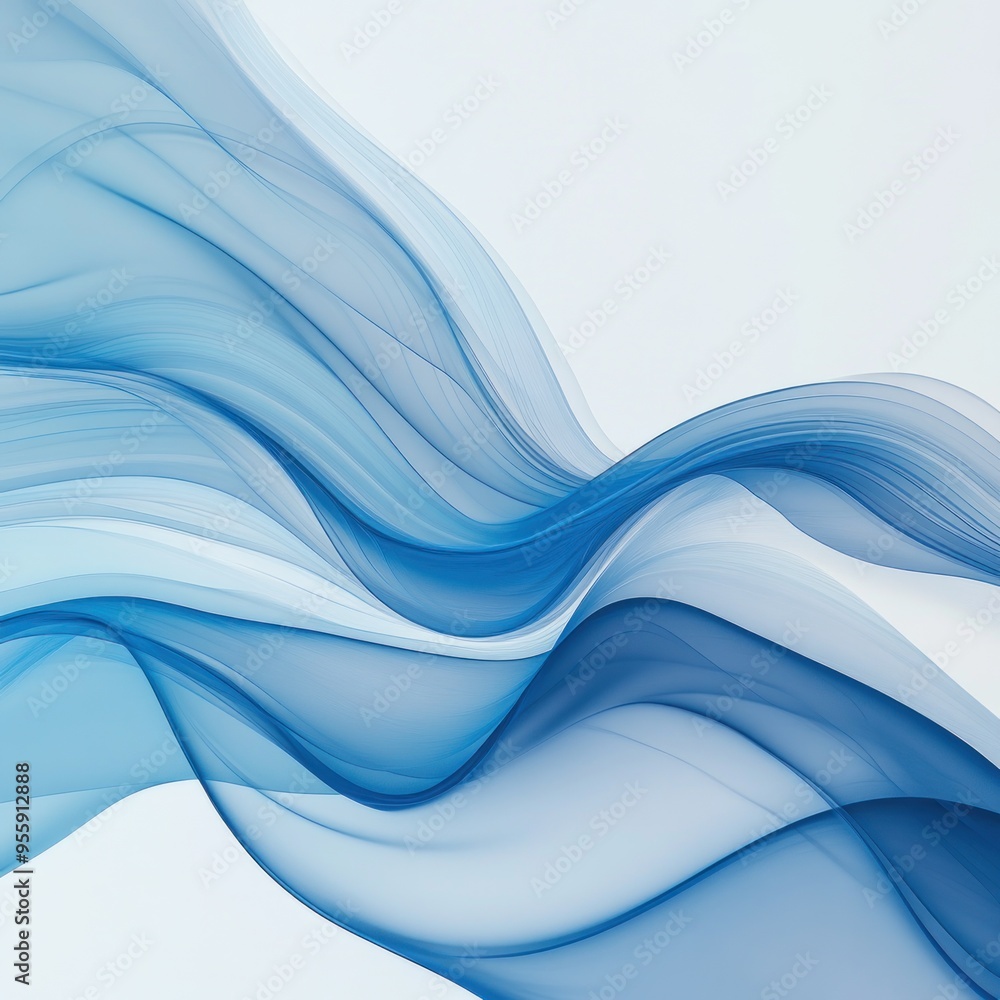 Poster abstract blue wave pattern with light background