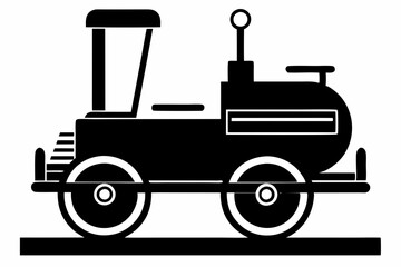 Obraz premium roller machine silhouette, Road roller vector illustration, Construction vehicle