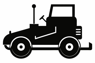 roller machine silhouette, Road roller vector illustration, Construction vehicle

