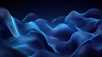 Obraz premium Abstract Blue Wavy Lines Pattern on a Dark Background
