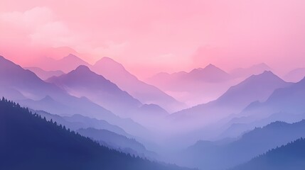 Fototapeta premium Misty Mountain Landscape at Sunset.
