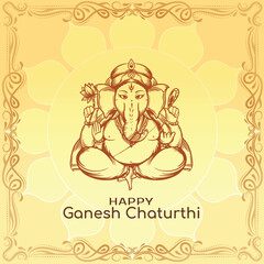 Obraz premium Happy Ganesha Festival Cream Color With Border Design Poster Background