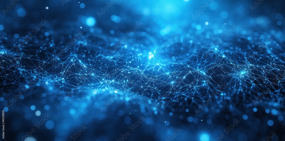Aufkleber abstract blue network with glowing points and lines