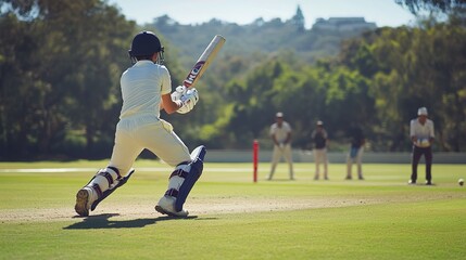 Dynamic Action Shot of a Baseball Player Hitting the Ball with Power and Precision. The Image Captures the Player in Mid-Swing, 