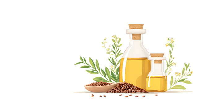 yellow oil bottles with seeds and plants clip art preview