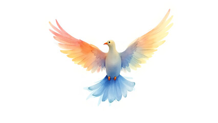 Holy Spirit Colorful dove in watercolor style isolated on white background