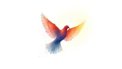 Holy Spirit Colorful dove in watercolor style isolated on white background