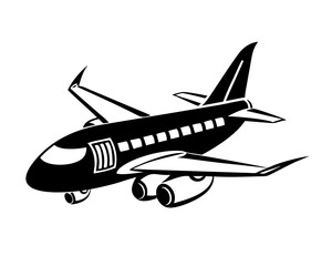 Vector plane icon. Simple airplane illustration,airplane black silhouette vector