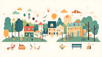 Obraz premium A flat design of a charity event poster with uniform iconography and color scheme