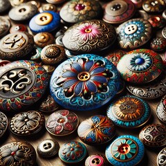 48 17 Enamel Buttons Buttons with a colorful enamel coating ofte