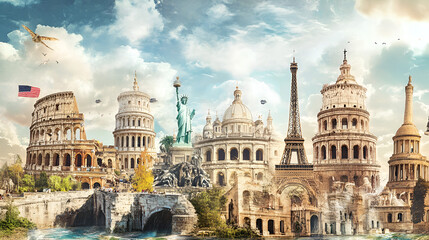 collage de los principales destinos turisticos del mundo lugares famosos y destinos para viajeros conociendo el mundo viajando