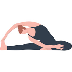 Woman Yoga Movement Character. Isolated on White Background, Vector Illustration.