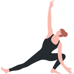 Woman Yoga Movement Character. Isolated on White Background, Vector Illustration.