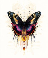 A vibrant butterfly illustration featuring intricate details and colorful patterns.