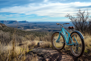 Fototapeta premium Quartz Bike Against the Backdrop of a Hilltop Vista