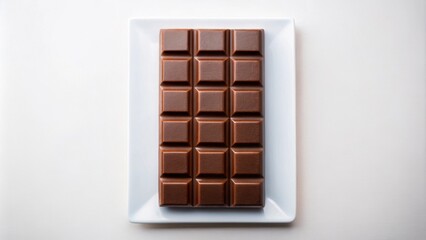 Fototapeta premium Delicious chocolate bar on a white plate, chocolate, bar, sweet, dessert, tasty, indulgence, cocoa, snack, treat