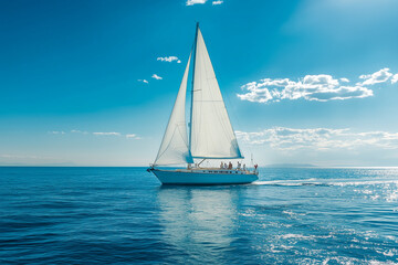 Obraz premium Graceful Yacht in Regatta: A Snapshot of Nautical Elegance