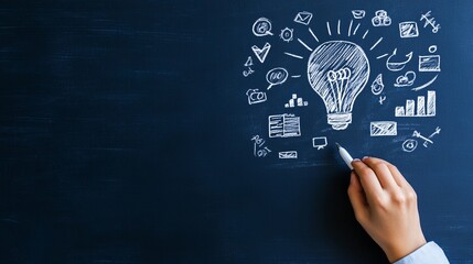 Innovative Business Strategy Concept: Hand-Drawn Business Plan on Chalkboard