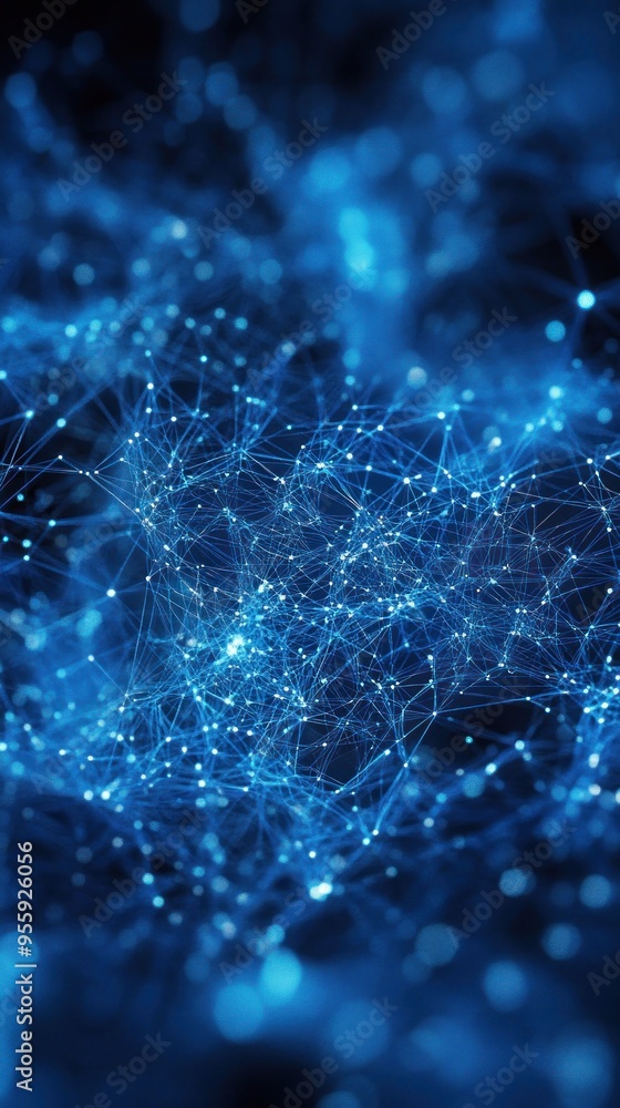 Aufkleber abstract blue network of interconnected points and lines