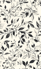 floral and leaf seamless patterns in doodle-style tile designs with graphic format.