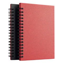 Red and Black Spiral Bound Notebooks with Transparent Background