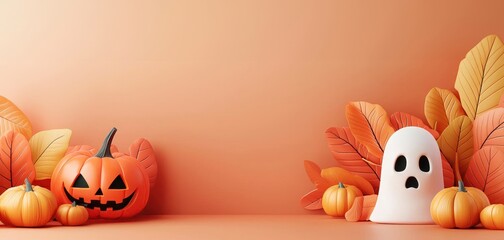 Halloween-themed product launch, business event with eerie atmosphere, 3D illustration