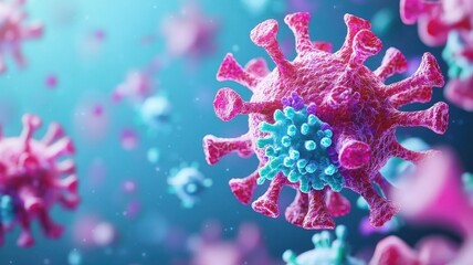 Fototapeta premium Close-up of a vibrant virus structure, science 