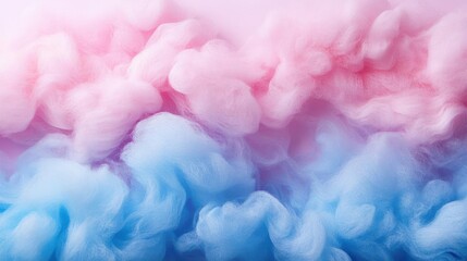 Fototapeta premium Fluffy clouds of feminine colors, including soft pastel shades of pink and blue.