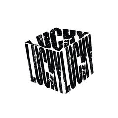 distorted typography lucky black white design