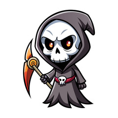 Halloween character vector elements. Halloween characters like teddy bear, ghost and grim reaper isolated on a white background for horror collection design. Vector illustration