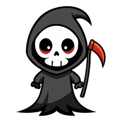 Halloween character vector elements. Halloween characters like teddy bear, ghost and grim reaper isolated on a white background for horror collection design. Vector illustration