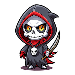 Halloween character vector elements. Halloween characters like teddy bear, ghost and grim reaper isolated on a white background for horror collection design. Vector illustration