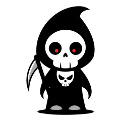 Halloween character vector elements. Halloween characters like teddy bear, ghost and grim reaper isolated on a white background for horror collection design. Vector illustration