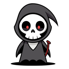 Halloween character vector elements. Halloween characters like teddy bear, ghost and grim reaper isolated on a white background for horror collection design. Vector illustration