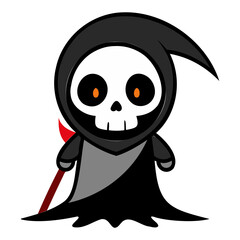 Halloween character vector elements. Halloween characters like teddy bear, ghost and grim reaper isolated on a white background for horror collection design. Vector illustration