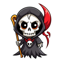 Halloween character vector elements. Halloween characters like teddy bear, ghost and grim reaper isolated on a white background for horror collection design. Vector illustration