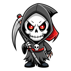 Halloween character vector elements. Halloween characters like teddy bear, ghost and grim reaper isolated on a white background for horror collection design. Vector illustration